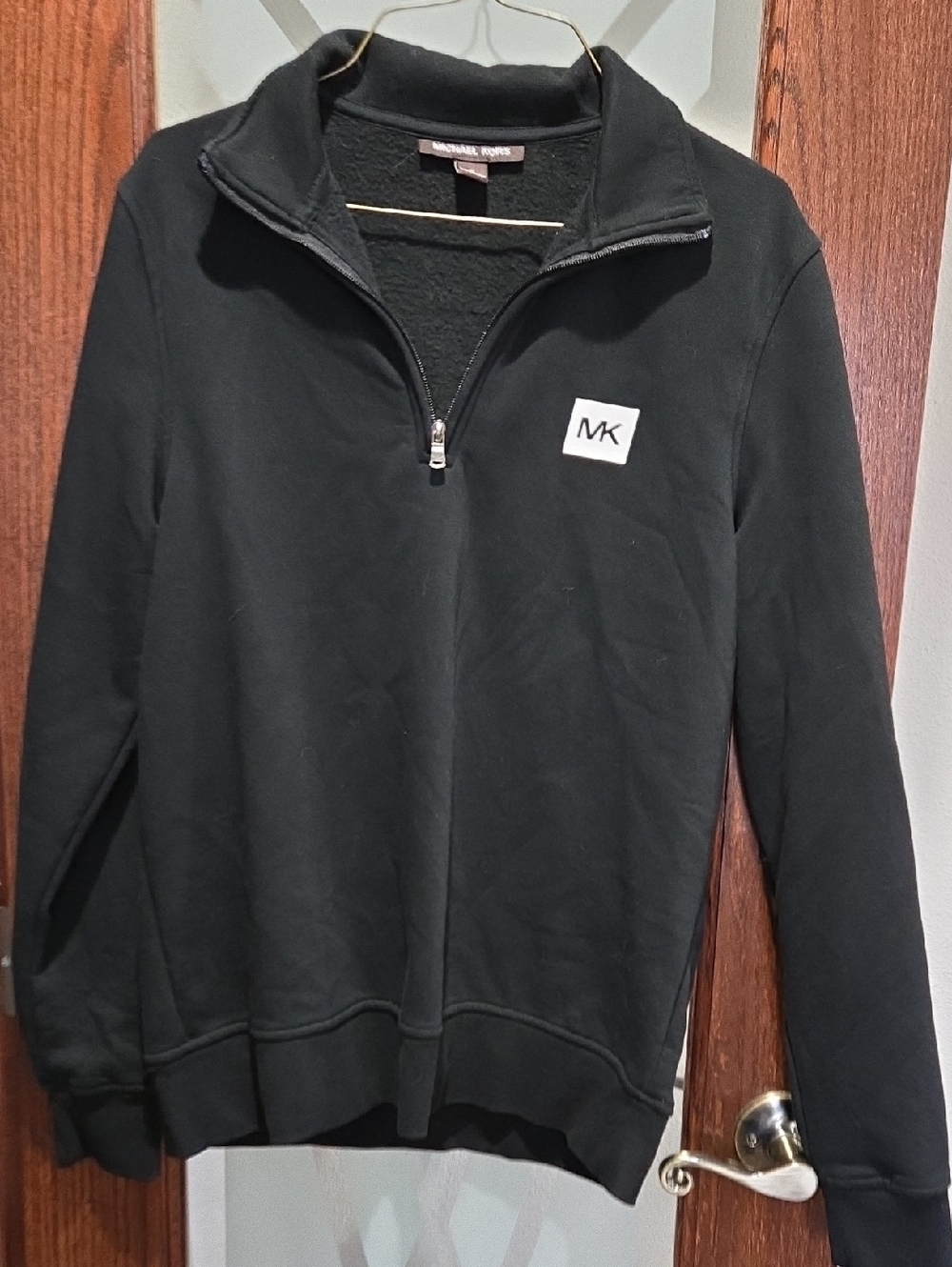 Michael Kors Black Quarter-Zip Pullover with MK Patch